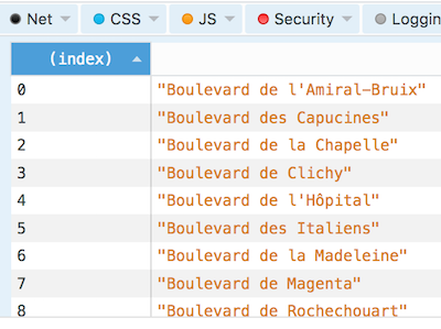 console.table()